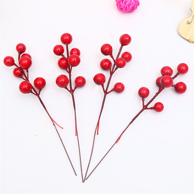 Dekorasi pohon Natal stek buah merah baru simulasi tandan Berry merah properti acara pesta mode dekorasi rumah Natal