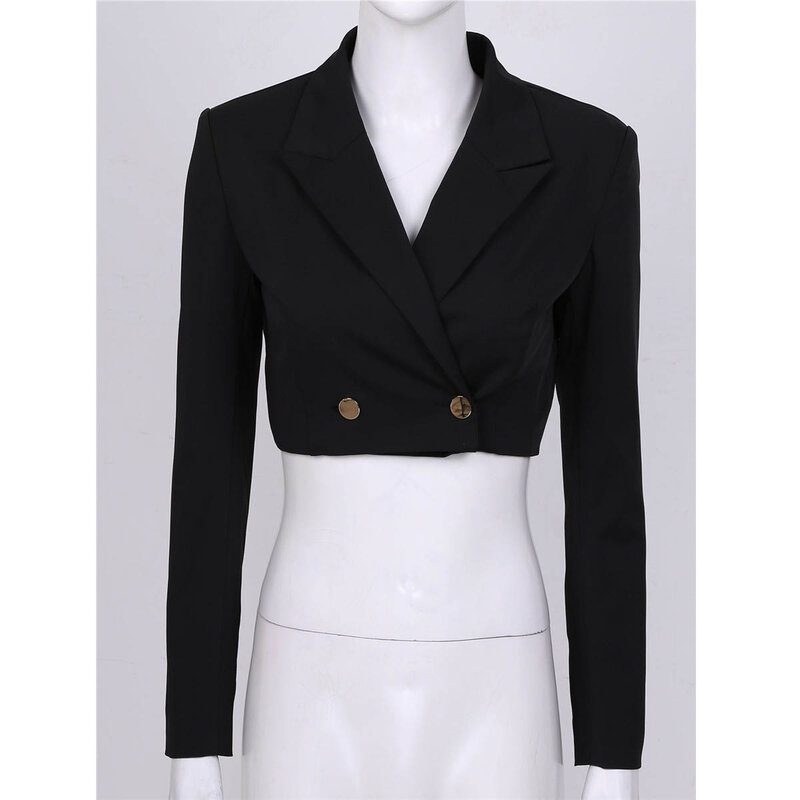 Jaqueta de manga comprida feminina, casaco cor sólida, blazer de lapela curto, tops para senhoras do escritório, terno de trabalho, outwear casual