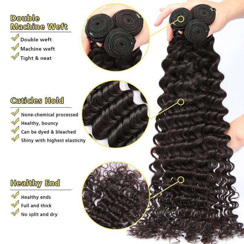 Deep Wave Bundels 26 28 30 Inch Brazilian Hair Weave Water Wave Human Hair Bundels Hair Extensions Krullend Losse Deep Wave Bundels