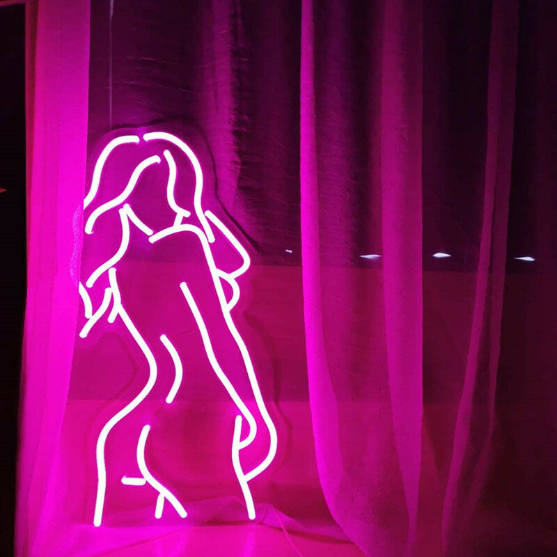 LED النيون تسجيل امرأة الموقف الإناث نموذج الاكريليك الجدار الشنق الجسم أضواء النيون لشريط نادي الحفلات ديكور غرفة نوم المنزل عيد الميلاد هدية