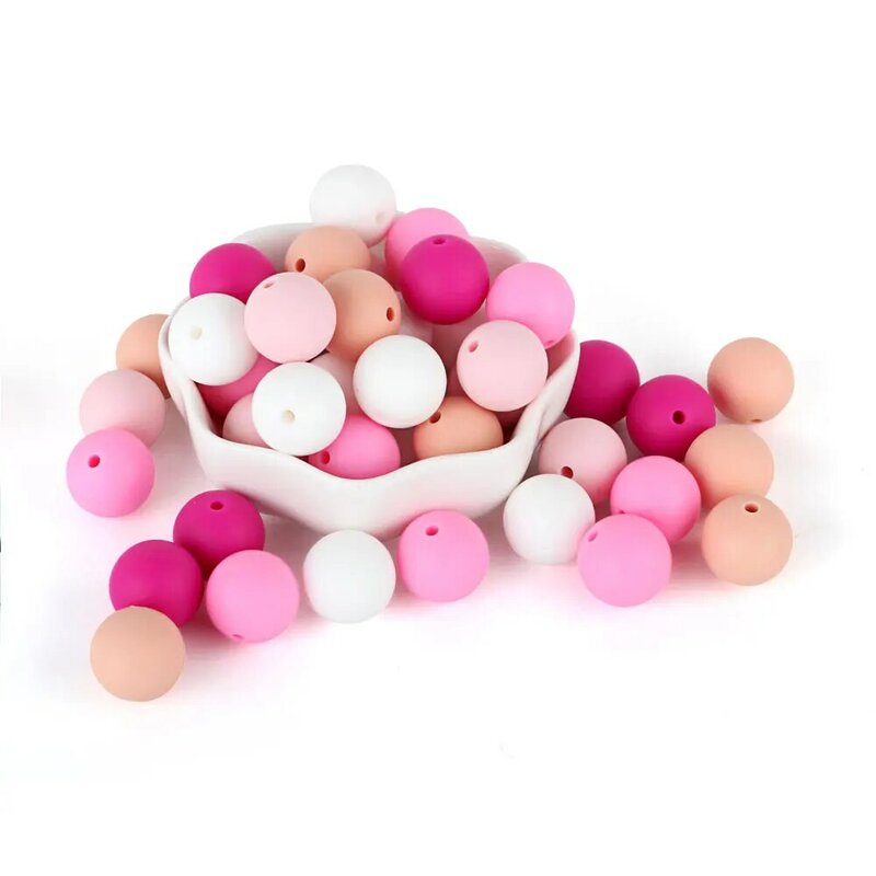 15mm Silicone Round Beads 100/300/500/1000pcs Food Grade DIY Teethers Toy Nipple Holder Chain BPA Free Silicone Teething Bead