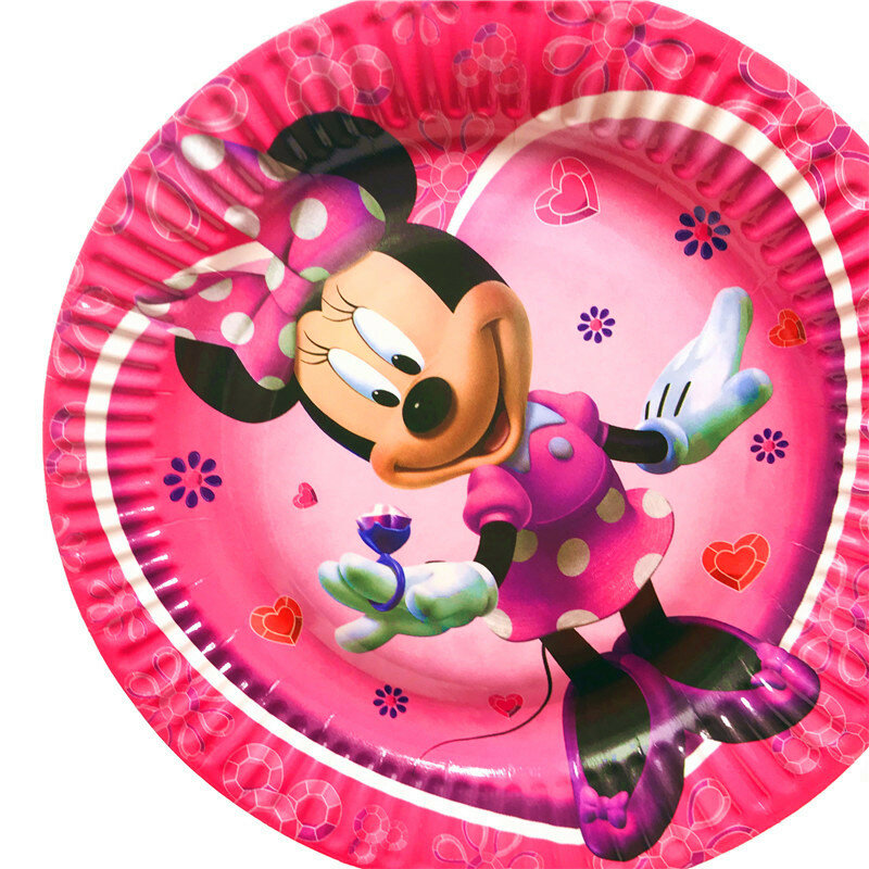 Fournitures de Décorations de ixPréChristophe à Thème Disney Minnie Mouse, Poulet Britannique, Préféré des Bol, Joyeux Anniversaire