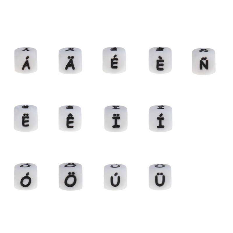 20pcs perline in Silicone per bambini lettere in Silicone con alfabeto francese BPA perline da masticare per bambini gratuite per collana da dentizione 12mm