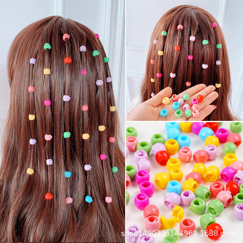 80 sztuk śliczne cukierkowe kolory plastikowe spinki warkocz z włosów Maker koraliki Mini spinki do włosów dla kobiet dziewczyn nakrycia głowy akcesoria do włosów
