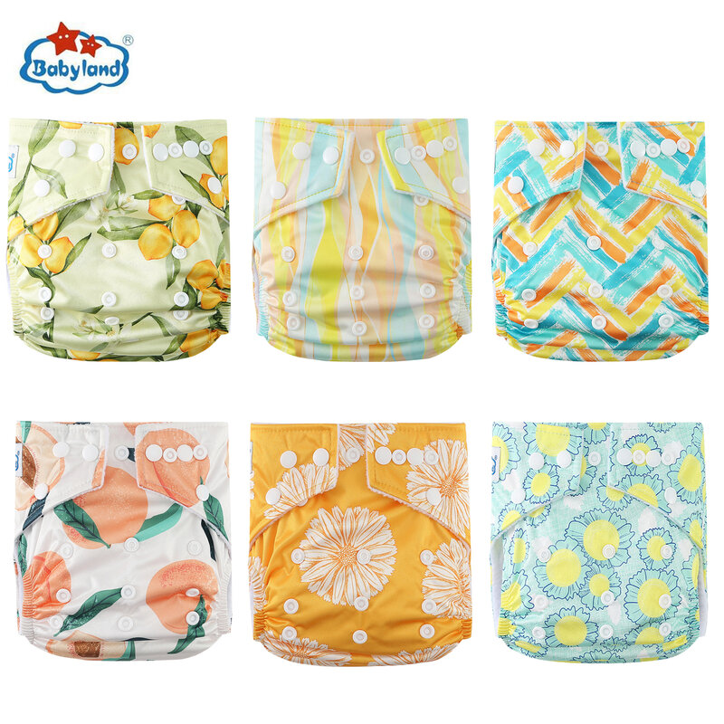 Babyland-pañales de tela para bebé, cubiertas de pañales impermeables, reutilizables, bolsillo de carcasa para bebé de 0 a 2 años, 6 unids/lote