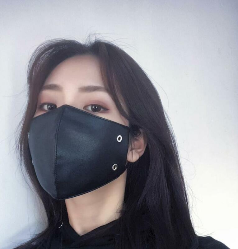 男性と女性のための通気性のある革のフェイスマスク,防風,綿の裏地付き,合成皮革,r3072