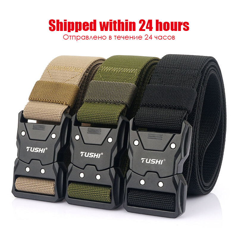 VATLTY New Unisex Elastic Belt Hard Metal Buckle Quick Release Tough Stretch Nylon Men's Military Tactical Belt Casual Waistband