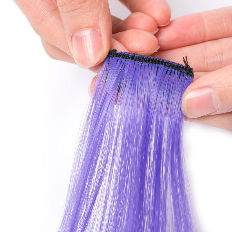 Clip In un pezzo estensioni dei capelli sintetici strisce colorate 20 ''capelli lisci lunghi Clip per capelli colore puro