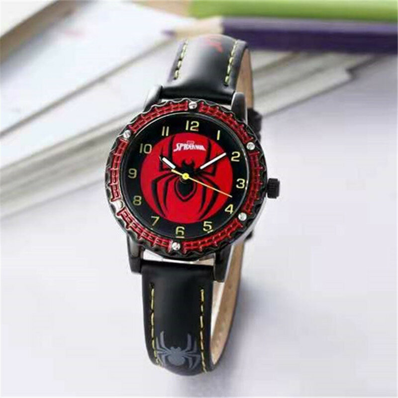 เด็กนาฬิกาข้อมือการ์ตูนเด็กนักเรียนโรงเรียนประถมศึกษานาฬิกา Spiderman Quartz นาฬิกา Luminous Pointer เด็กนาฬิกาข้อมือ