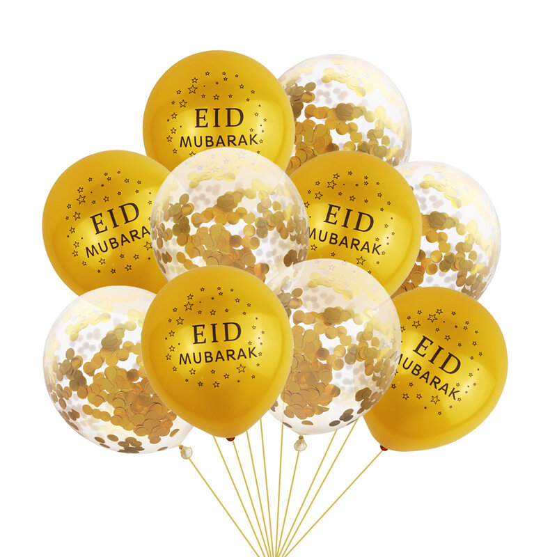 10 pçs eid mubarak balões decoração ramadan prata ouro eid balão para islâmico muçulmano eid mubarak favores fontes de festa