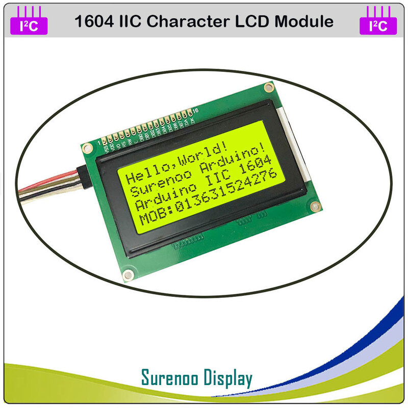 Серийный ЖК-модуль IIC / I2C / TWI 1604 164 16*4, с ЖК-дисплеем, желтым, зеленым, синим, с подсветкой для Arduino