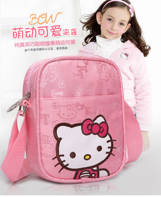Hello Kitty codzienna torba na ramię dziewczyna moda wodoodporne torby dla dzieci klapy monety torba torba typu Cross różowe torby zabawki śliczne MINI małe torby