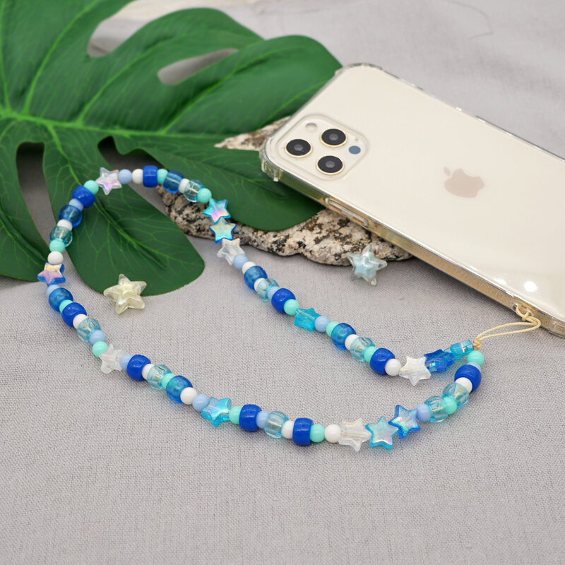 Star Charm Beads Strap for Phone Case, Mobile String, Cordão de telefone, Acessórios de jóias, Pingente, Novo, 2022