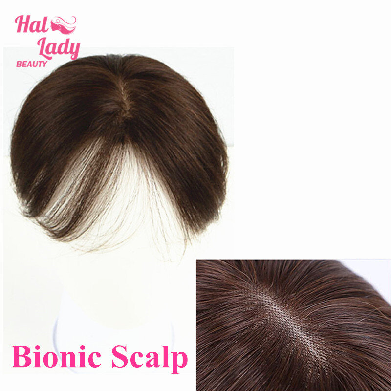 Halo Lady brazylijski ludzki włos Fringe Bangs klip w treski zwiększyć objętość włosów dla krótkich włosów toppery Toupees dla kobiet