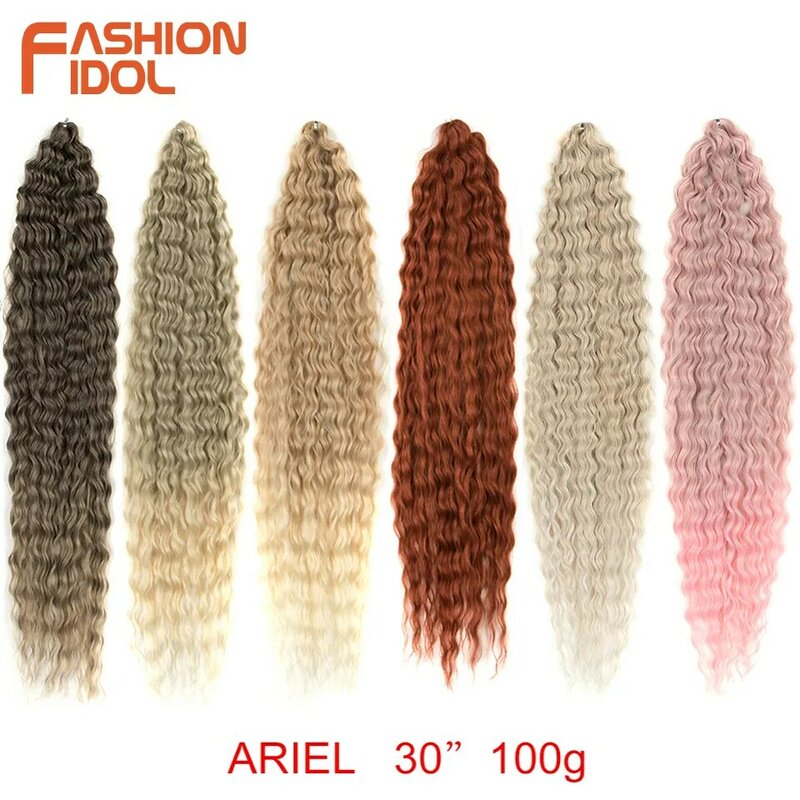 MODA IDOL-Onda de água Crochet cabelo, cabelo profundo torção, Deusa tranças sintéticas, ondulado Ombre, extensão do cabelo loiro, 30 pol