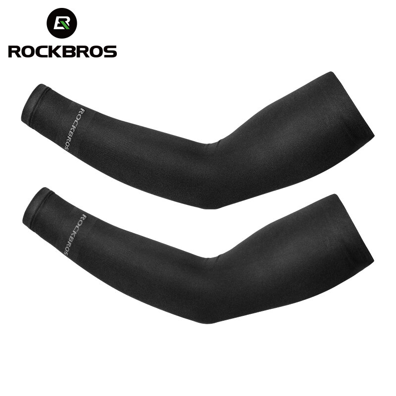 ROCKBROS-Mangas de seda fría para ciclismo, calentadores de brazo con protección solar UV, para correr, deportes, baloncesto, voleibol