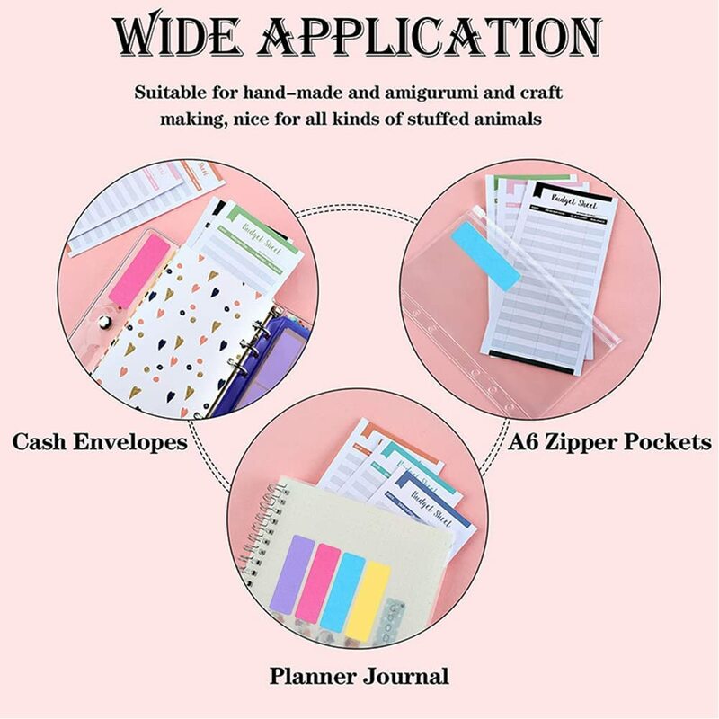 A6 Marble PU Budget Binder 6-Ring Refillable Folder Cover, with 8 Pcs  Binder Envelopes,Expense Budget Sheets and Label Stickers