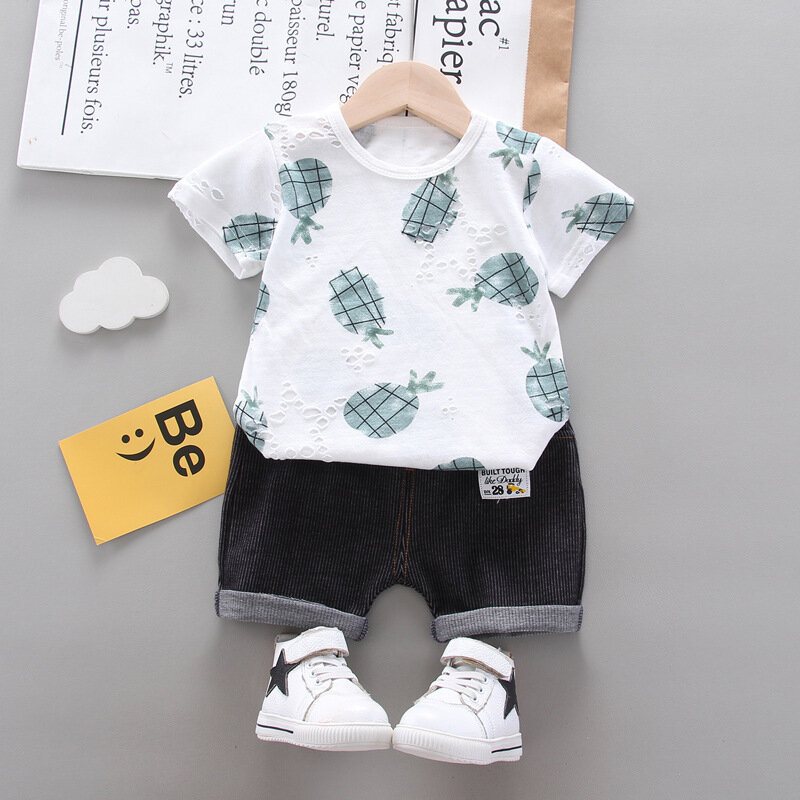아기 옷 세트 아기 소년 옷 여름 유아 유아 아기 소년 의류 세트 캐주얼 인쇄 T 셔츠 반바지 2Pcs 어린이 양복 복장