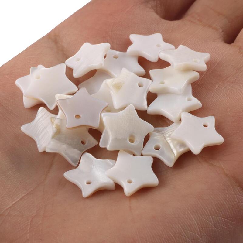 30pcs White Mother of Pearl Cross Round Star Heart Square Shapes Loose Shell Beads For Jewelry Making DIY Charm Bracelet Pendant