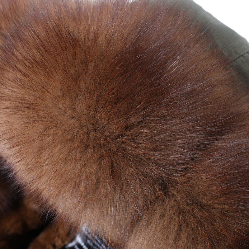 Maomaokong 2021 moda feminina real gola de pele de raposa casaco natural guaxinim gola de pele grande casaco de inverno parka bombardeiro