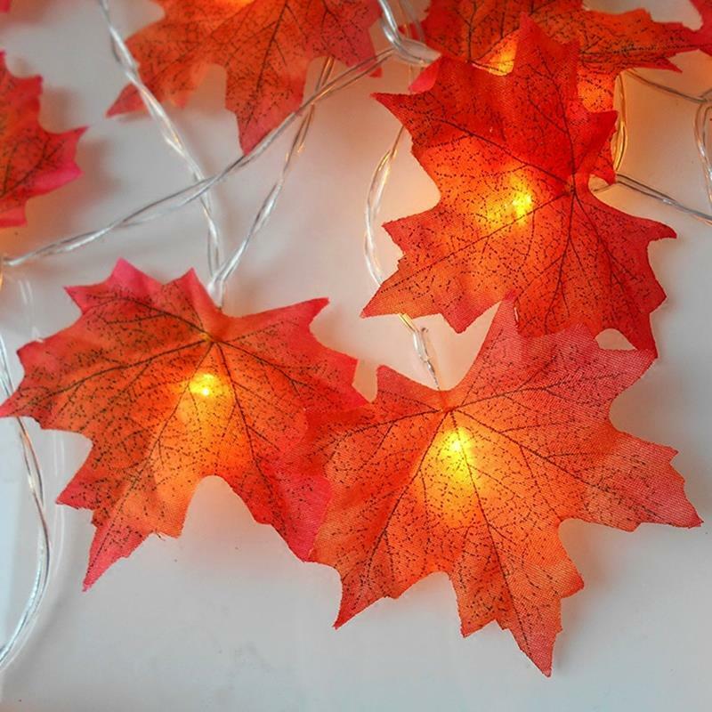 3m/1m led maple leaf guirlanda luzes da corda à prova dwaterproof água para decoração de natal outono luz da corda halloween abóbora decoração