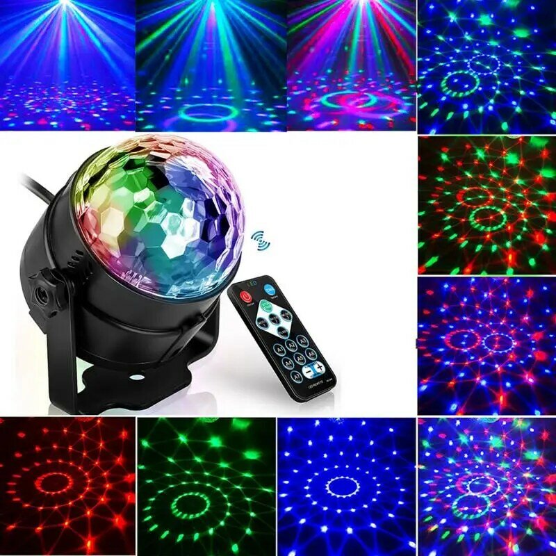 사운드 활성화 회전 디스코 볼 DJ 파티 조명 5W RGB LED 무대 조명, 크리스마스 홈 뜨거운 KTV 웨딩 사운드 파티 조명