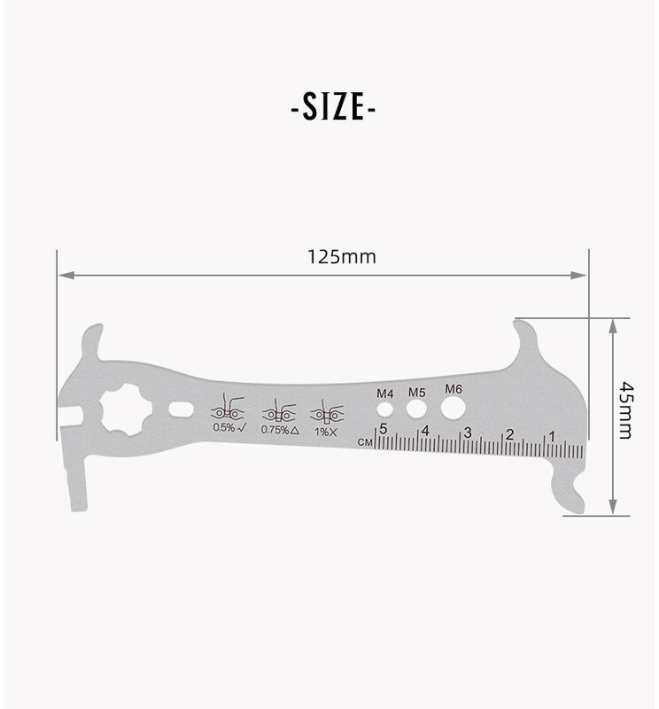 6 in 1 Catena della bicicletta Misuratore di Usura Vite Catena di misura gancio in acciaio inox pinza strumento di Misura strumento di riparazione