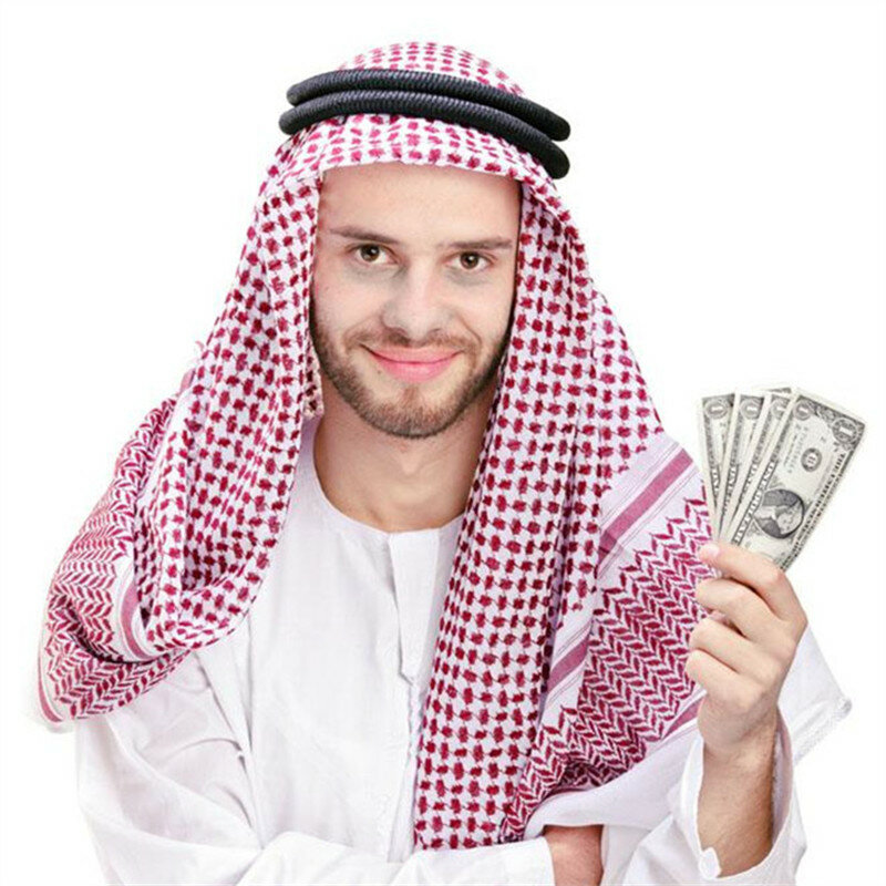 Islamic Clothing Man Saudi Arabic Dubai Traditional Costumes Muslim Accessories Turban Praying Hat Plaid Head Scarf 140*140cm