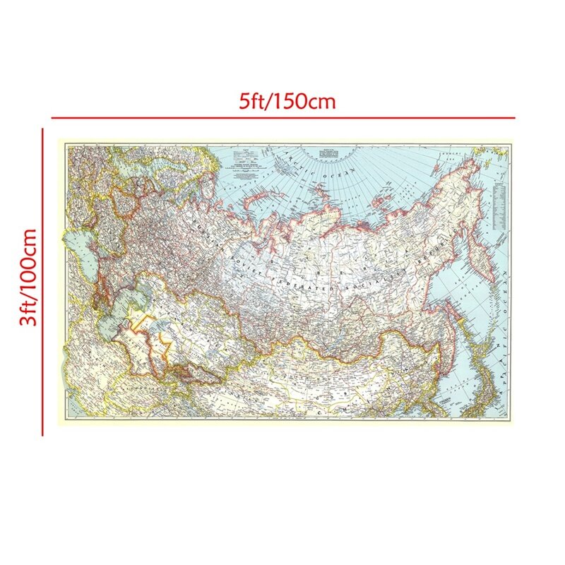 Mapa del mundo de Rusia 1944 150x100cm no tejido, mapas de pared, pegatinas de pared, pintura para decoración de habitación, oficina y hogar