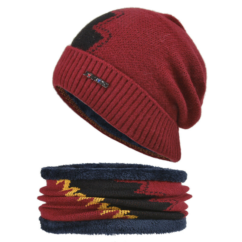 Fashion Beanie Caps Knitted Hat For Men's Winter Hat Boys Neck Warmer Scarf Hat Sets Male Outdoor Windproof Bonnet Casual Gorro