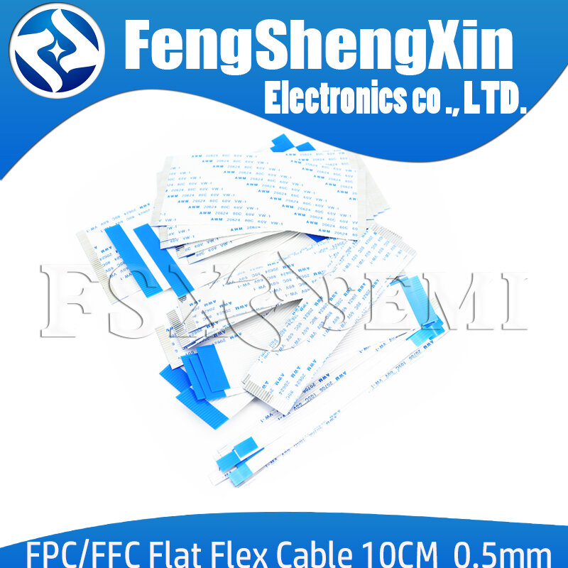 Cable plano Flexible tipo A/B de 0,5mm, 10CM, 100MM, 4/6/8/10/12/14/16/18/20/24/26/, 10 unidades 30/32P/34P/40P ~ 96P