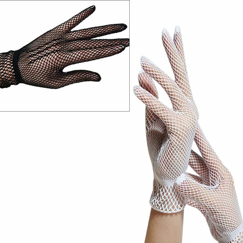Guantes de rejilla con dedos completos para mujer, manoplas de protección solar de Color sólido, elásticas, para bodas y fiestas