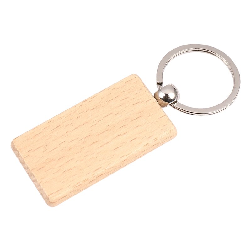 LLavero de madera en blanco, 50 llaves rectangulares con grabado de ID, se pueden grabar DIY