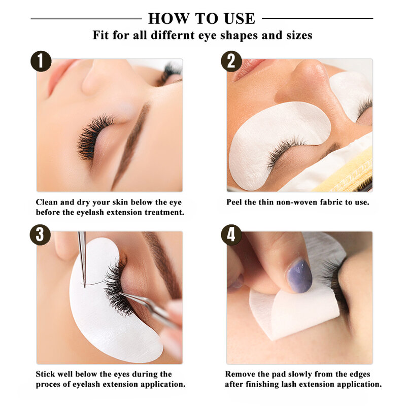 Natuhana 50 pares/pacote cílios remendos de papel cílios sob almofadas de olho lash extensão cílios dicas de olho adesivo envolve ferramentas de maquiagem