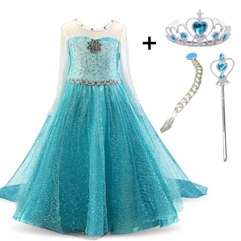 Halloween Elsa Anna Dress Girls Costume Fancy Party Princess Cosplay Baby Dresses Children's Christmas Birthday Sets Clothes
