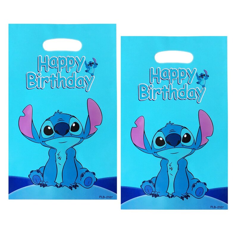 Disney-bolsa de plástico con dibujos animados de Lilo & Stitch, bolsa de dulces con asa, Decoración de cumpleaños, paquete de botín para aperitivos, recuerdo de fiesta