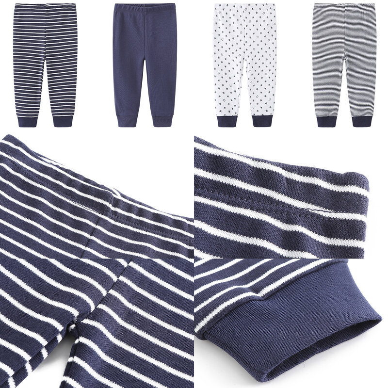 Pantalones de algodón para bebé recién nacido, mallas largas a rayas, Unisex, de 0 a 12 meses, 4 unids/set/conjunto