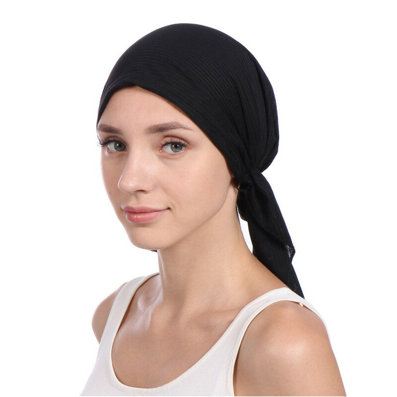 Nuovo cotone elastico tinta unita avvolgere la testa sciarpa cappelli turbante musulmano cofano per le donne interno Hijab cappello moda femminile turbantes caps