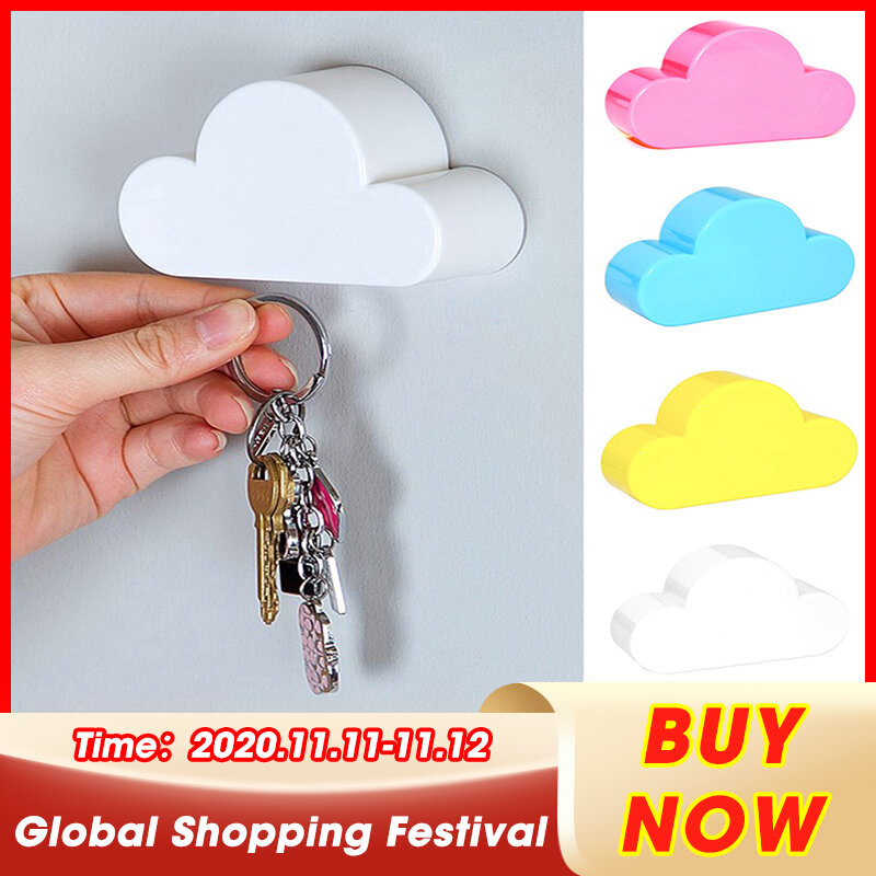 White Cloud Shape Key Holder Creative Home Storage Holder Hanger Magnetic Magnet Keychain Holder Wall Decor Gift Magnetic Hooks