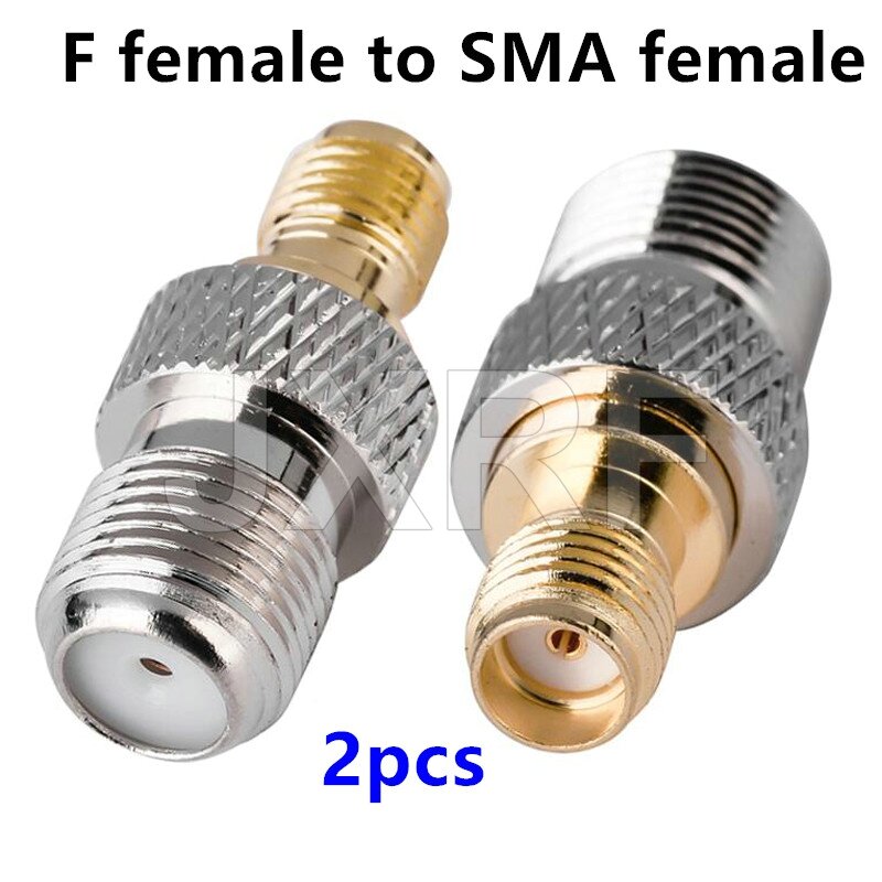 JXRF-RF Conector coaxial, adaptador coaxial, tipo F Jack fêmea para plugue macho SMA, reto, 2pcs