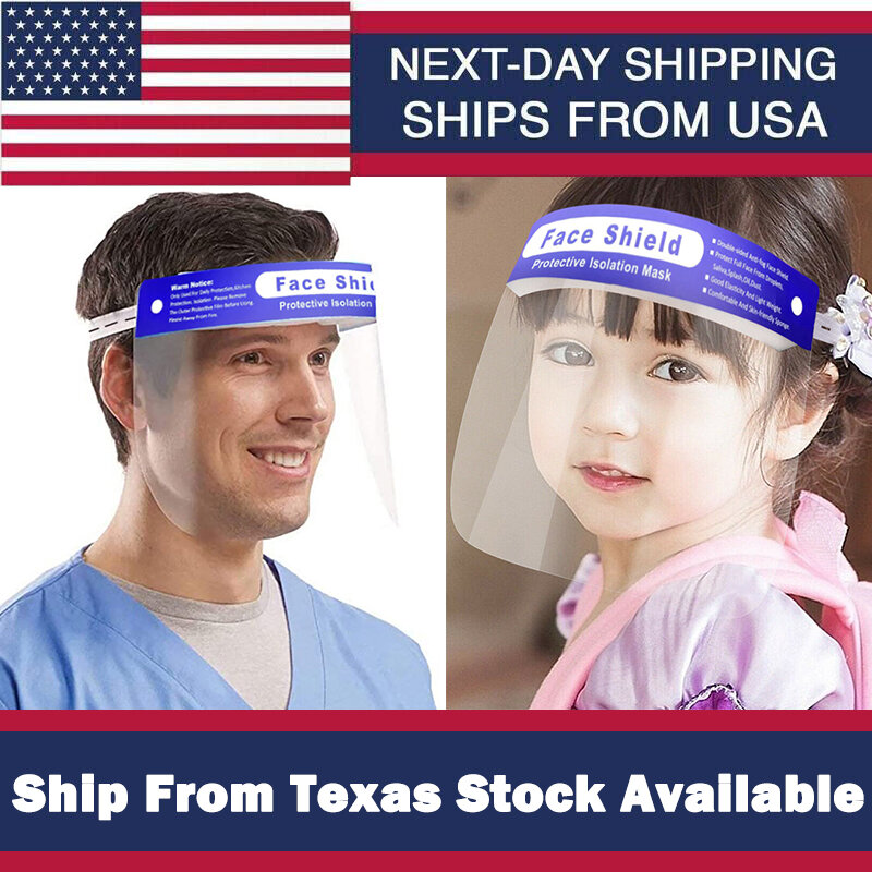 Pour les enfants retour à l'école sécurité visage complet Sheild plastique protecteur transparent industrie protecteur Anti-éclaboussures navire du Texas vente en gros