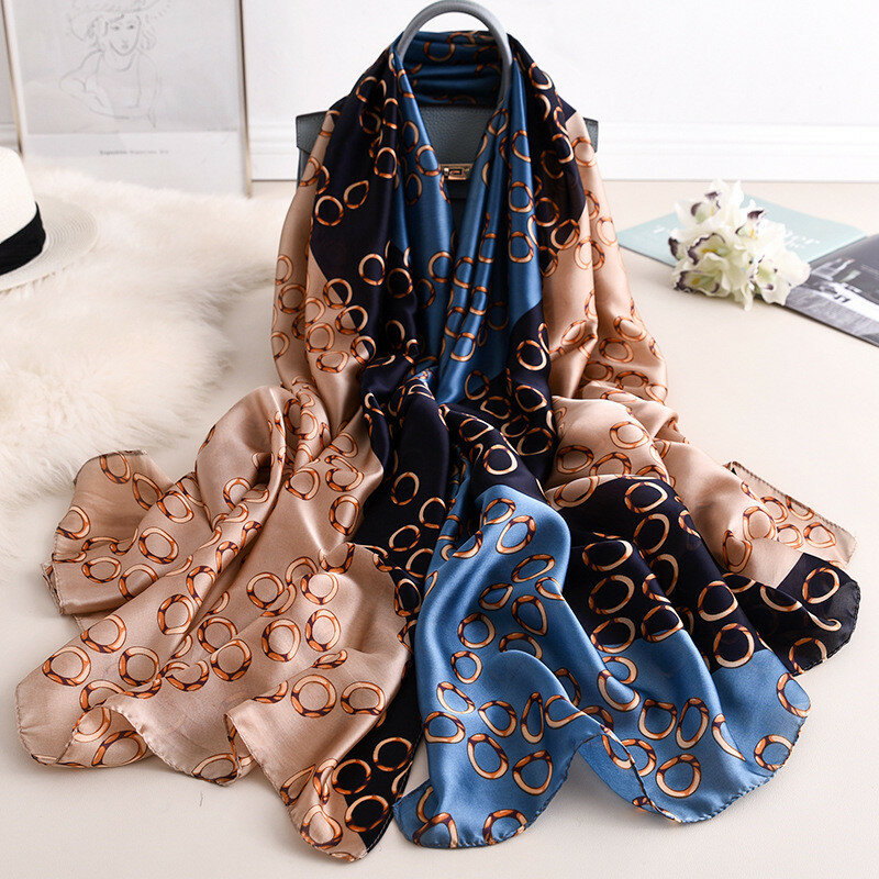 Bufanda de seda para mujer, pañuelo con estampado de leopardo, suave, hijab