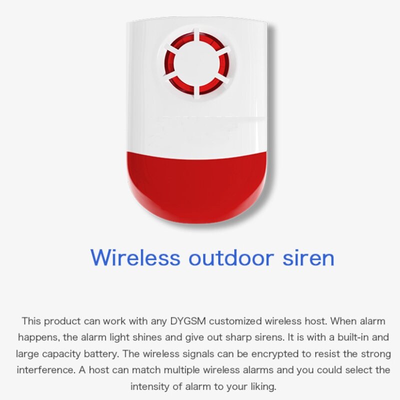 AMS-nueva sirena Led estroboscópico exterior inalámbrica resistente a la intemperie para el hogar G2B O2B sistema de alarma GSM (Enchufe europeo)