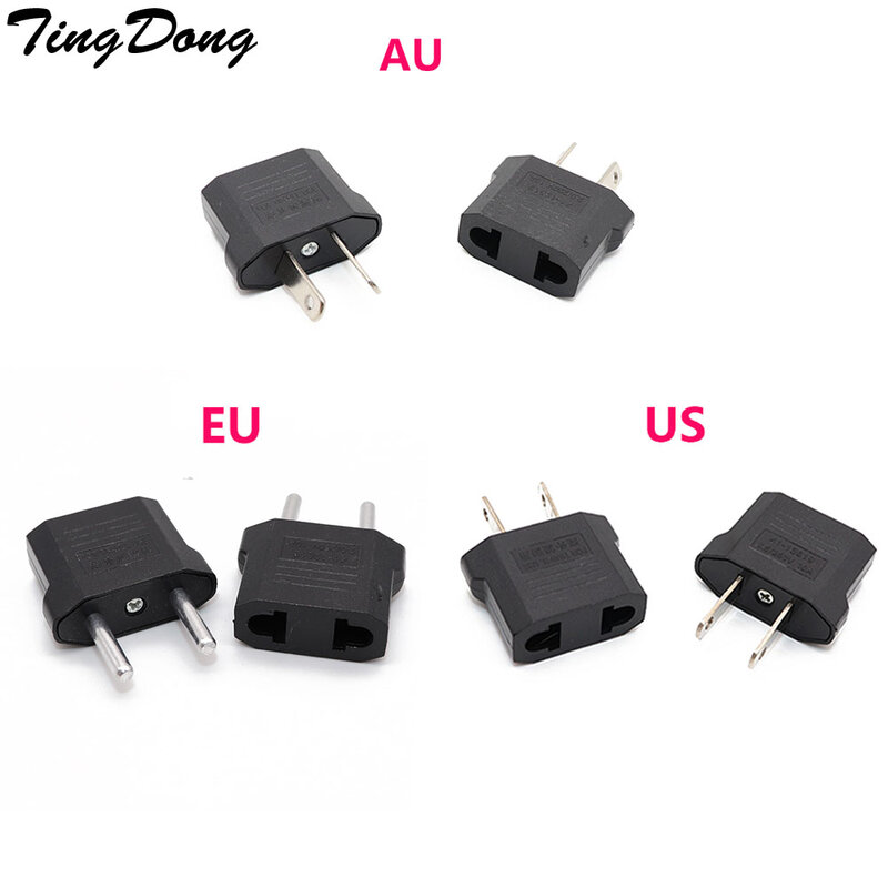 TingDong Universal US EU AU Plug USA Euro Europe Travel Wall AC Power Charger Outlet Adapter Converter 2 Round Socket Input Pin