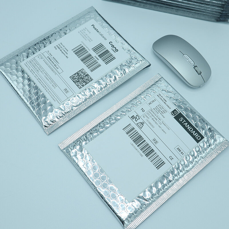 10 sztuk srebrny metaliczne opakowanie bąbelkowe opakowanie na prezenty kuriera koperty tkaniny torby przewozowe folia poduszki wyściełane koperty wysyłkowe