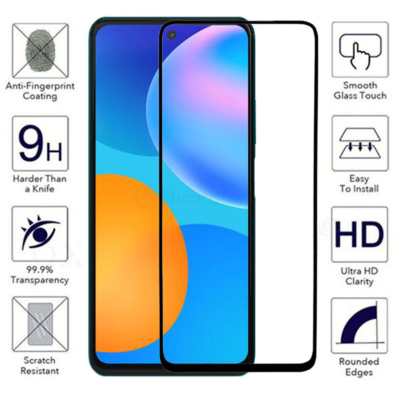 Full Cover Protective Glass For Huawei P Smart 2021 2020 2019 2018 2017 Screen Protector For Huawei P Smart Z S P40 P30 P20 Lite
