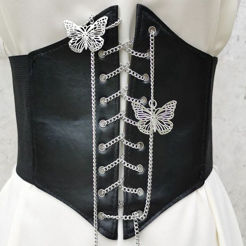 Licht Luxus Premium Metall Schmetterling Kette Mode Goth Frauen Korsetts Kreative Harajuku Stil Hohe Taille Shaper Breiten Gürtel