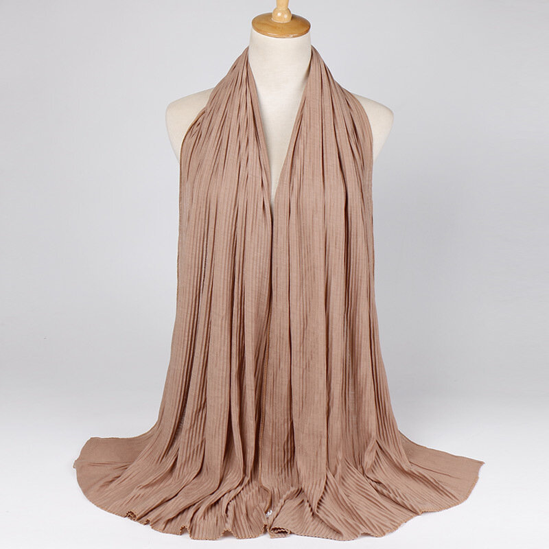 Maxi camisa lisa com rugas, 20 cores, camisa elástica de xale hijab, foulards sjaal árabe snood islâmico, bandana 180*85cm