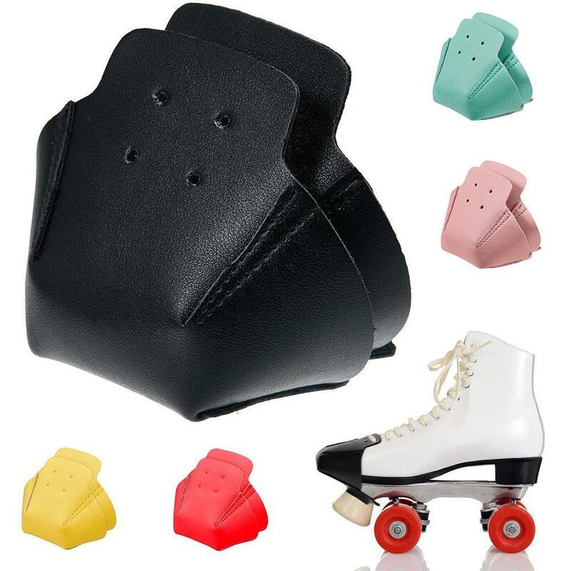 Protetores de patins em couro PU, Toe Guards, 4 furos para patins, 1 par