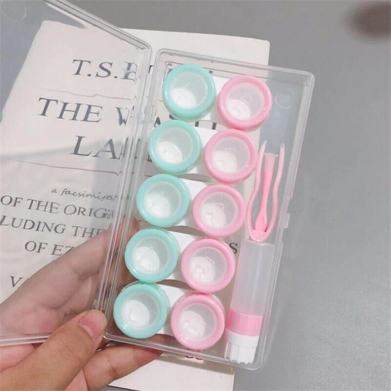 5Pairs Contact Lens Case Container EyeContacts Travel Portable Contact Lens Case Leakproof Kit Holder Box Storage Box Easy Carry